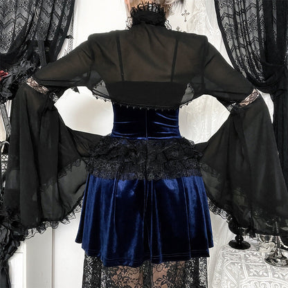 Black Lace Cardigan for Women with Floral Pattern