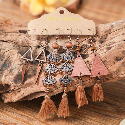 Colorful Bohemian Tassel Earrings Handmade Zinc Alloy Jewelry