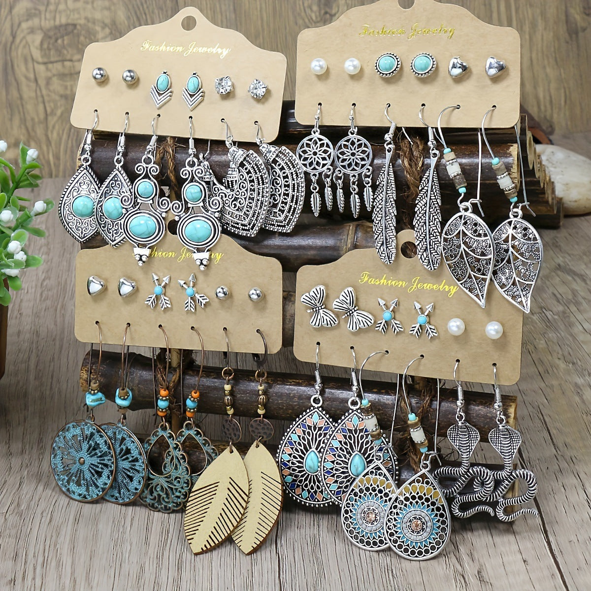 Exaggerated Creative Snake and Butterfly Earrings Set