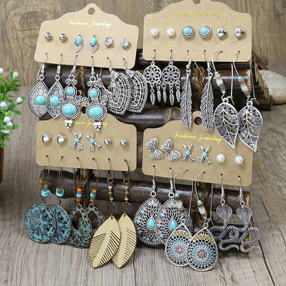 Exaggerated Creative Snake and Butterfly Earrings Set