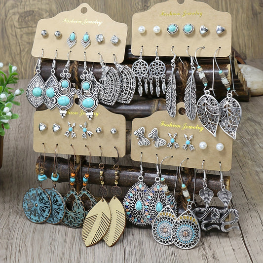 Exaggerated Creative Snake and Butterfly Earrings Set