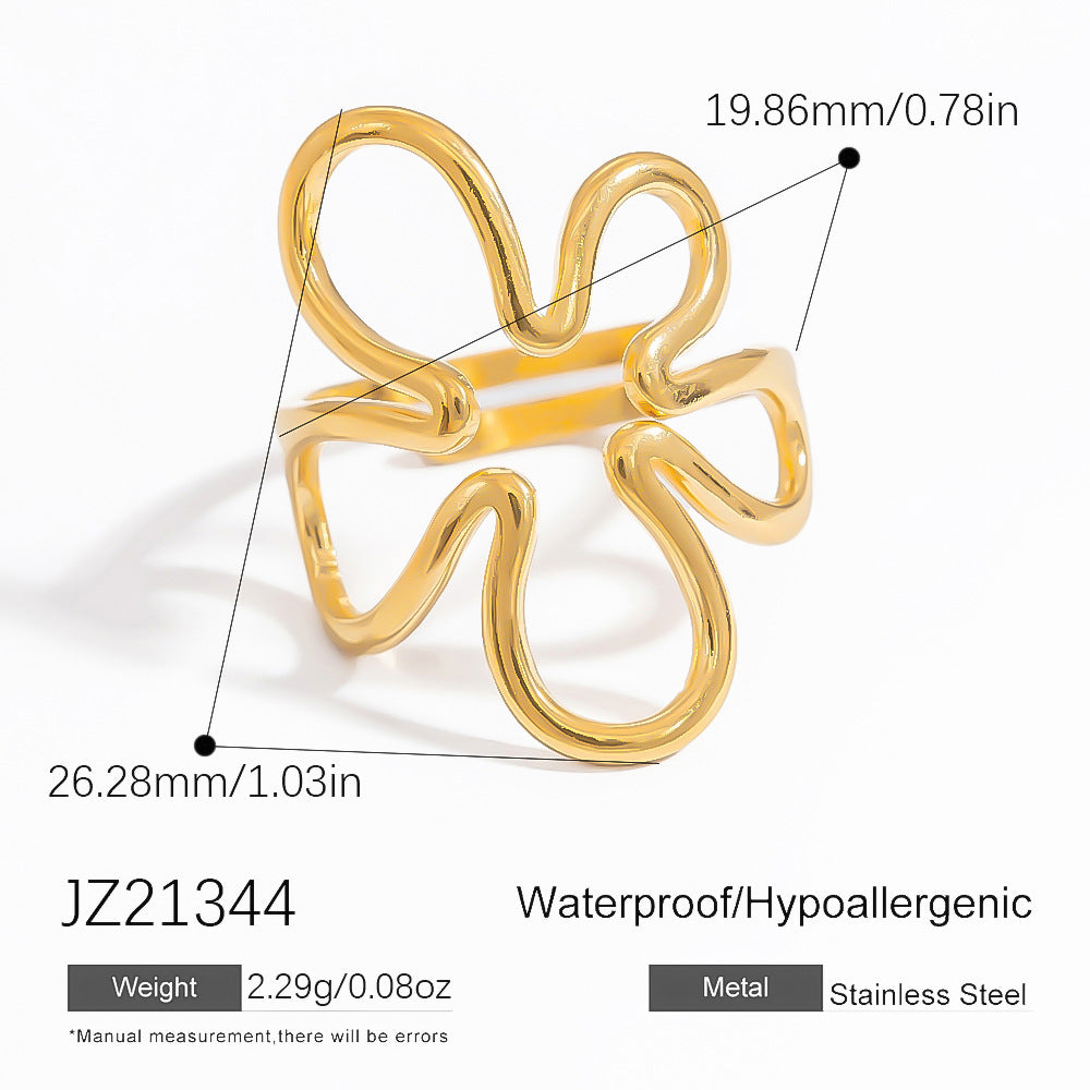 Open Adjustable Titanium Steel Ring for Women - Geometric Design