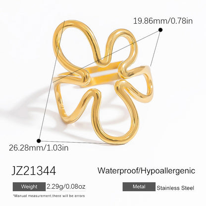 Open Adjustable Titanium Steel Ring for Women - Geometric Design
