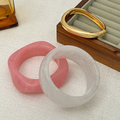 Pink Geometric Alloy Bracelet Artistic Vintage Wide Cuff