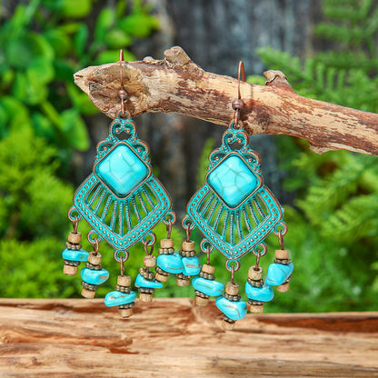 Bohemian Style Tassel Drop Earrings Vintage Zinc Alloy Jewelry