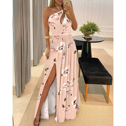 Elegant One-Shoulder Sleeveless High-Waisted Dress
