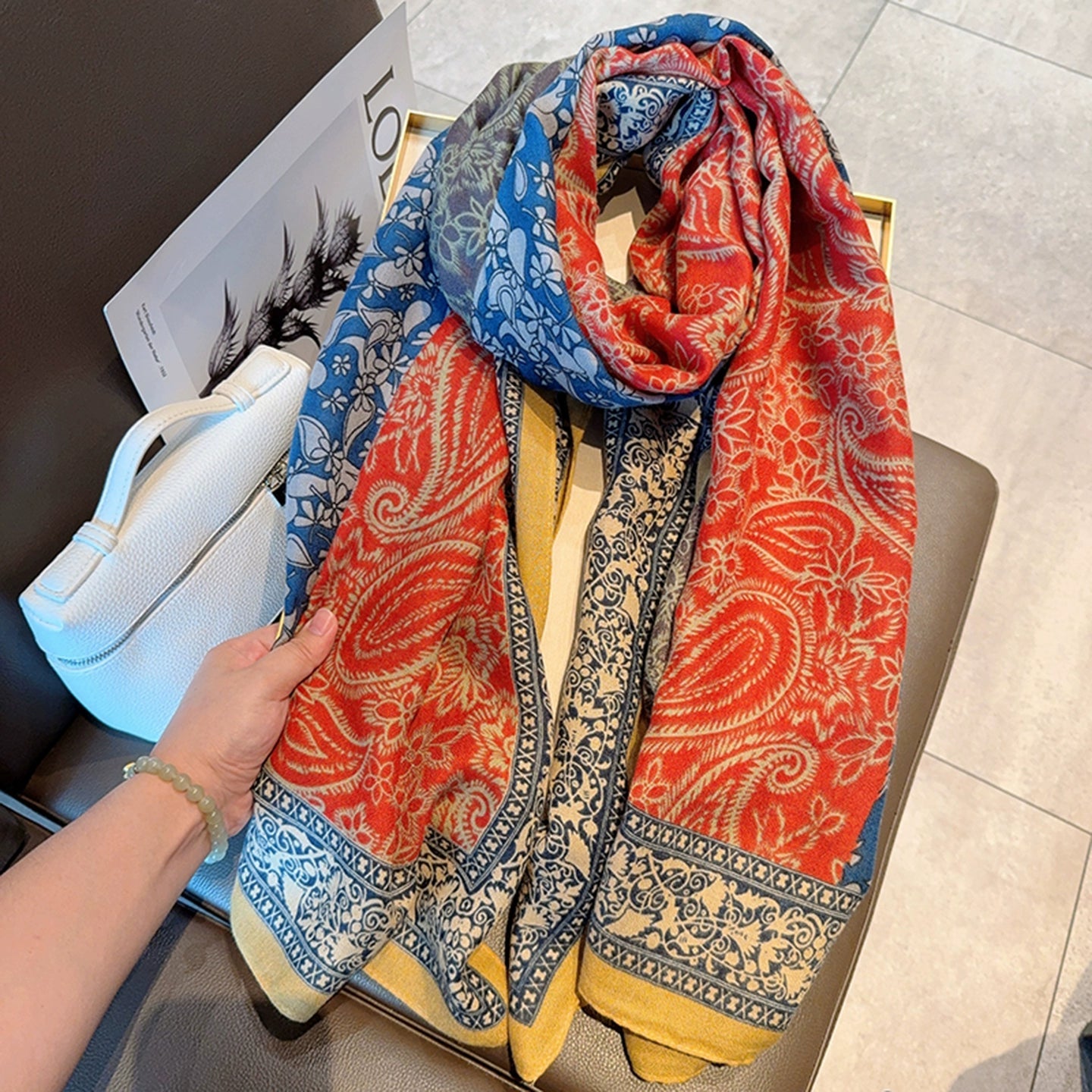 Paisley Red Cashew Bohemian Cotton And Linen Scarf Female Mori Versatile Sun Protection Warm Shawl Summer