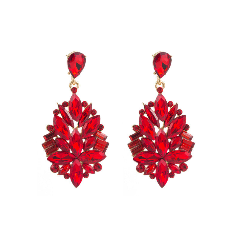 Trendy Floral Alloy Earrings With Rhinestones For Women