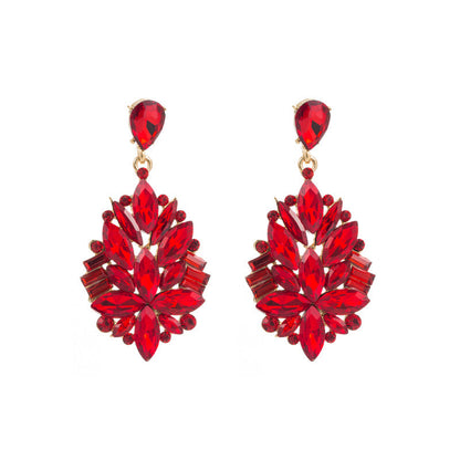 Trendy Floral Alloy Earrings With Rhinestones For Women
