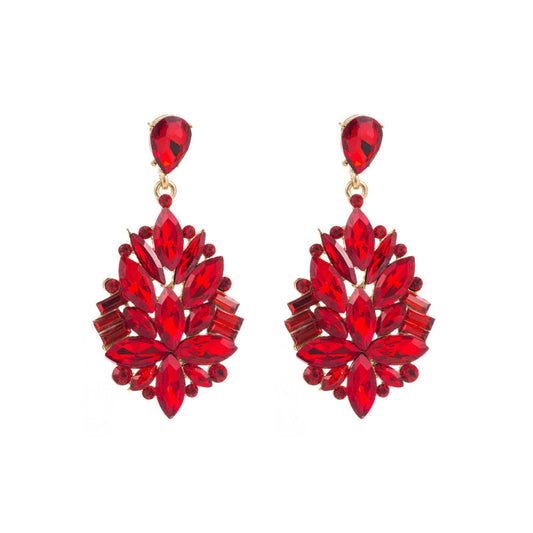 Trendy Floral Alloy Earrings With Rhinestones For Women