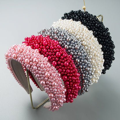 Elegant Pearl Headband Fashionable Wide Hairband for Women