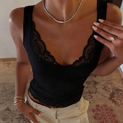 Slim Fit Lace Trim Camisole for Women