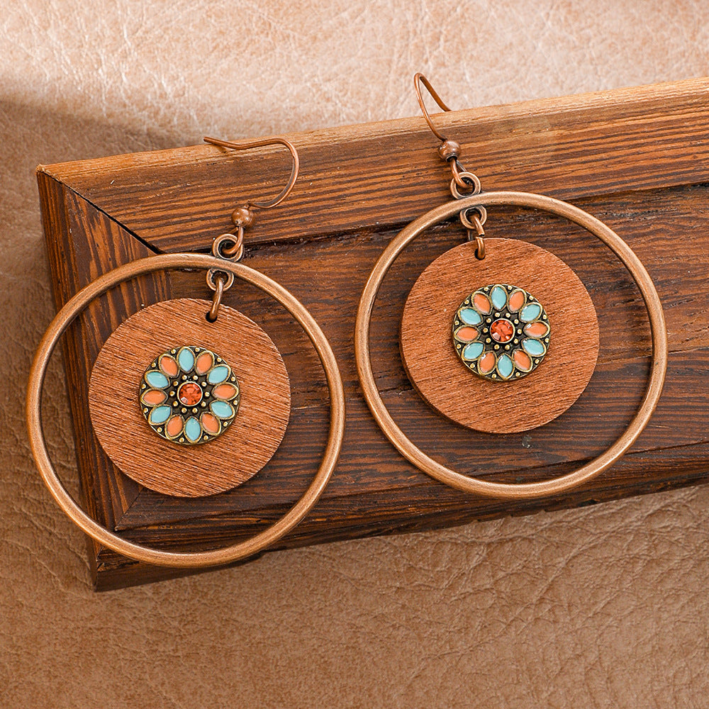 Bohemian Tassel Earrings Geometric Wood Beads Handmade Jewelry
