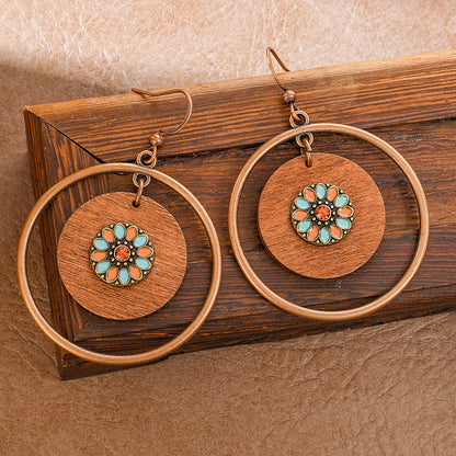 Bohemian Tassel Earrings Geometric Wood Beads Handmade Jewelry
