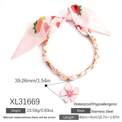 Dopamine Sunflower Pendant Necklace and Bracelet Set - Stainless Steel