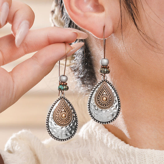 Ethnic Style Alloy Water Drop Earrings for Women