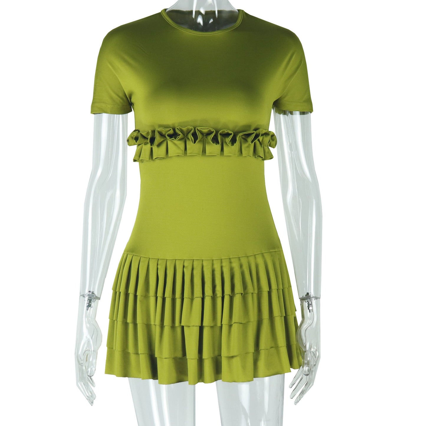 Chic Solid Color Pleated Dress For Women