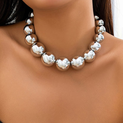 Bold Geometric Bead Choker Necklace Fashion Jewelry