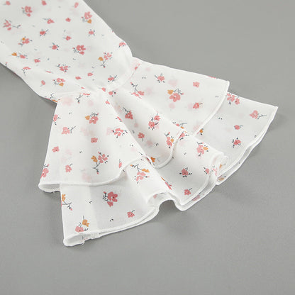Flounce Print V-Neck Sexy String Tie Top