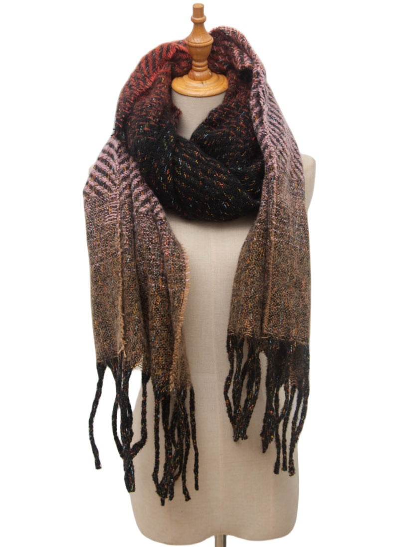 Gradient Color Tassel Soft Scarves
