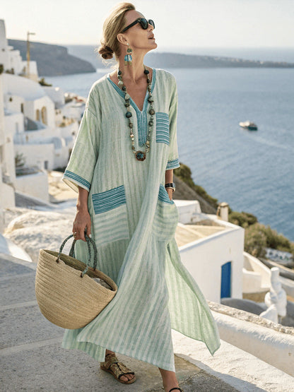 Summer Elegant Large Size Printing Long Pendulum Dress