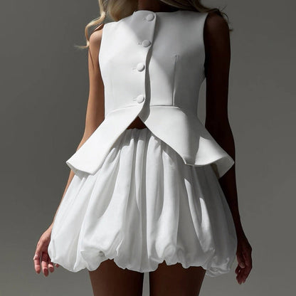 Chic Sleeveless Vest and Skirt Set for Women
