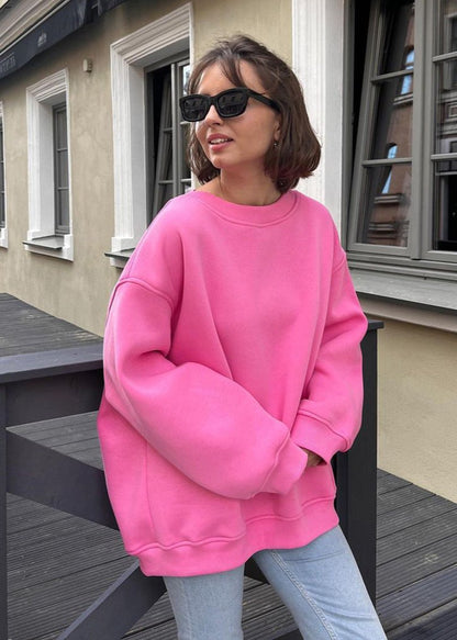 Oversized Cotton Blend Sweatshirt Navy Comfortable