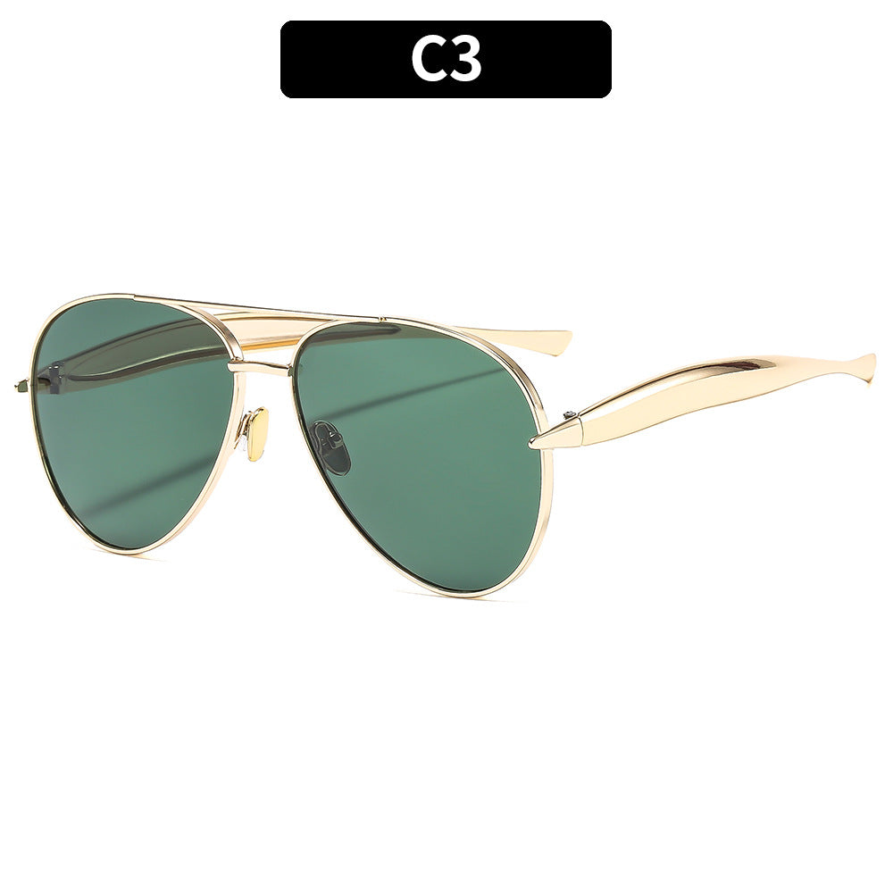 Trendy Oversized Metal Sunglasses Unisex Outdoor Driving Shades