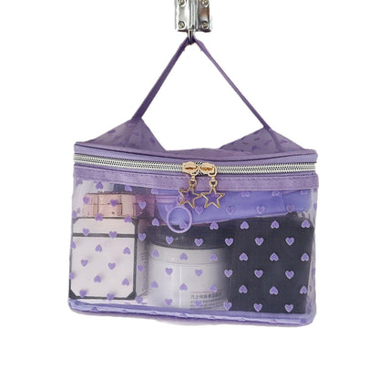 Flocked Heart Makeup Bag Convenient Large Capacity Breathable