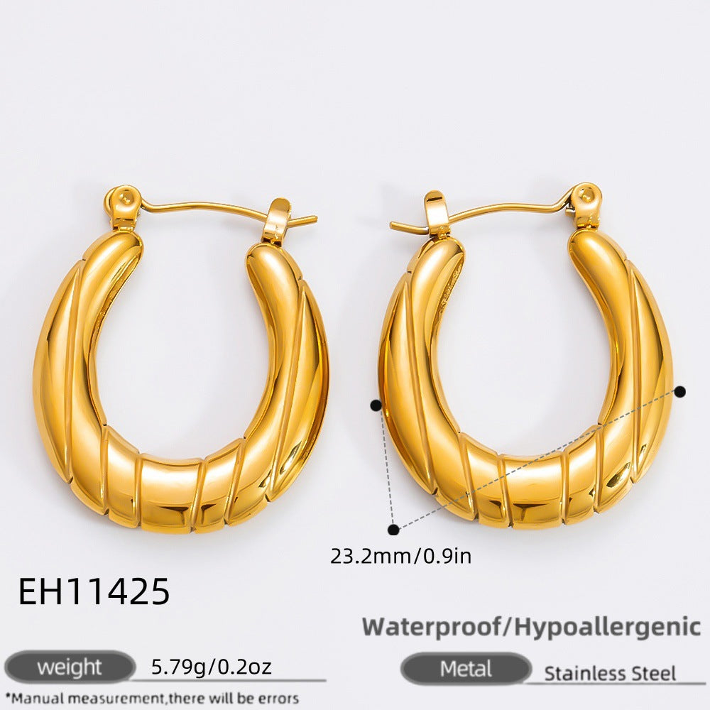 Geometric 18K Gold-Plated Steel Earrings Stylish Casual Accessories