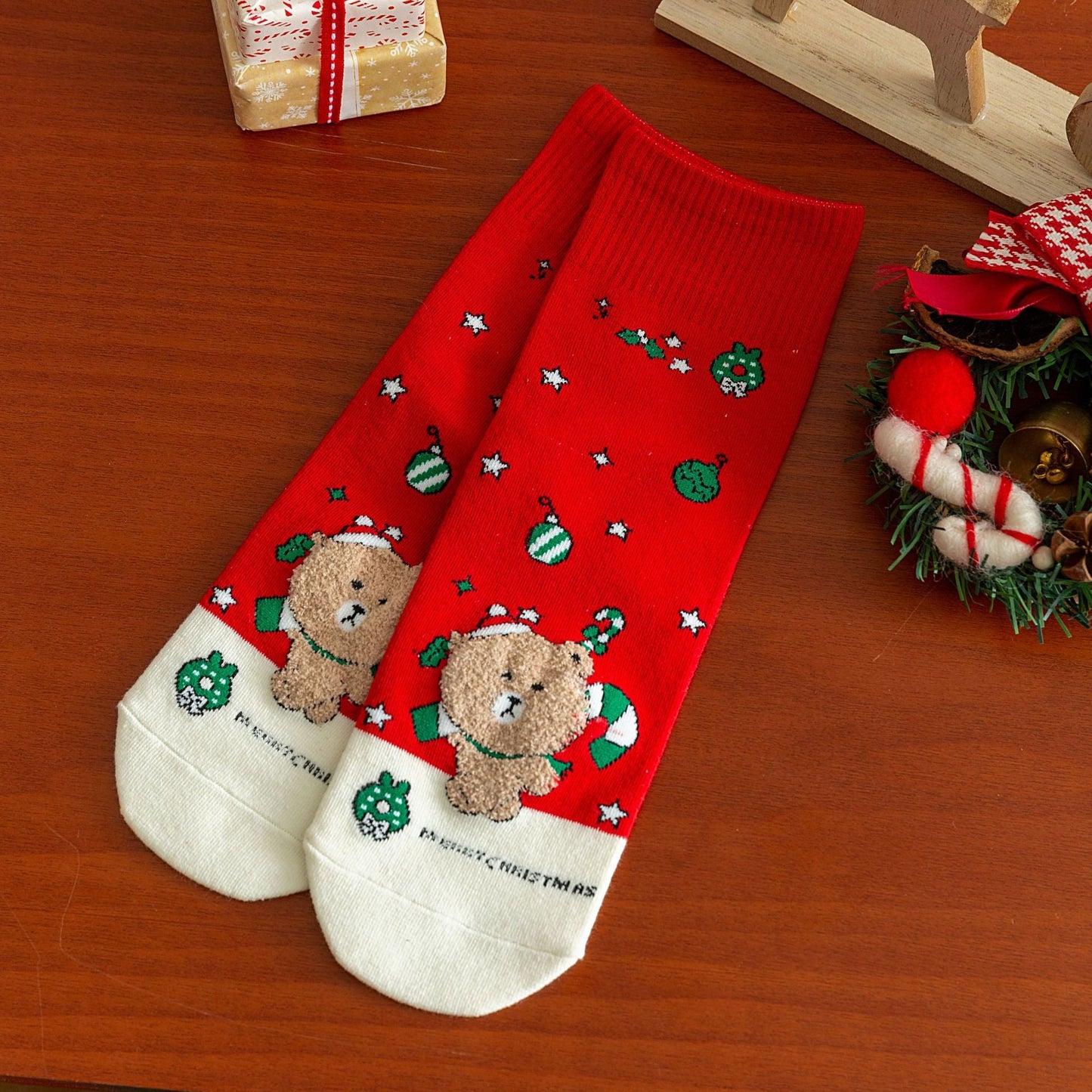 Christmas Cartoon Reindeer Cozy Crew Socks