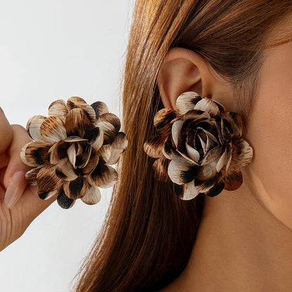 Geometric Leopard Print Resin Drop Earrings For Women
