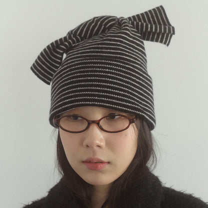 Striped Knitted Beanie for Women Cozy Casual Hat