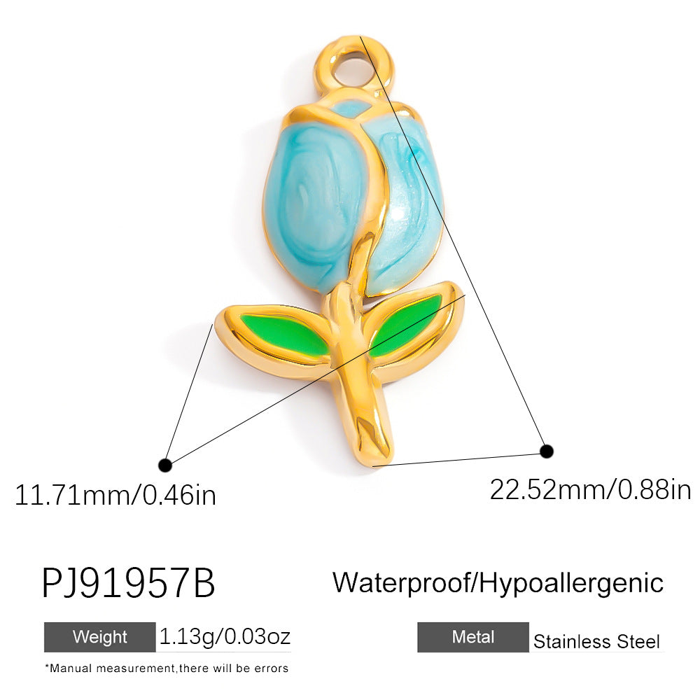 Stainless Steel Ocean-Themed DIY Flower Pendant Jewelry