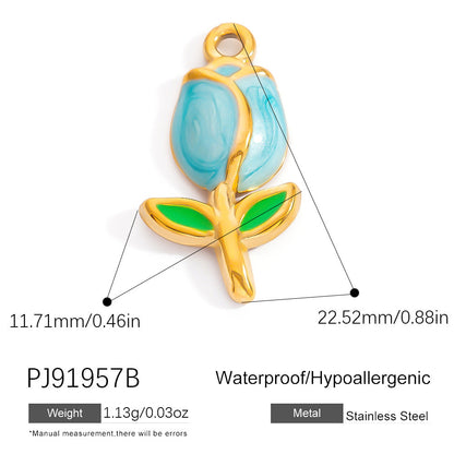 Stainless Steel Ocean-Themed DIY Flower Pendant Jewelry