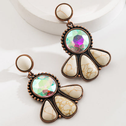 Fashion Vintage Bohemian Turquoise Earrings Stylish Floral Design