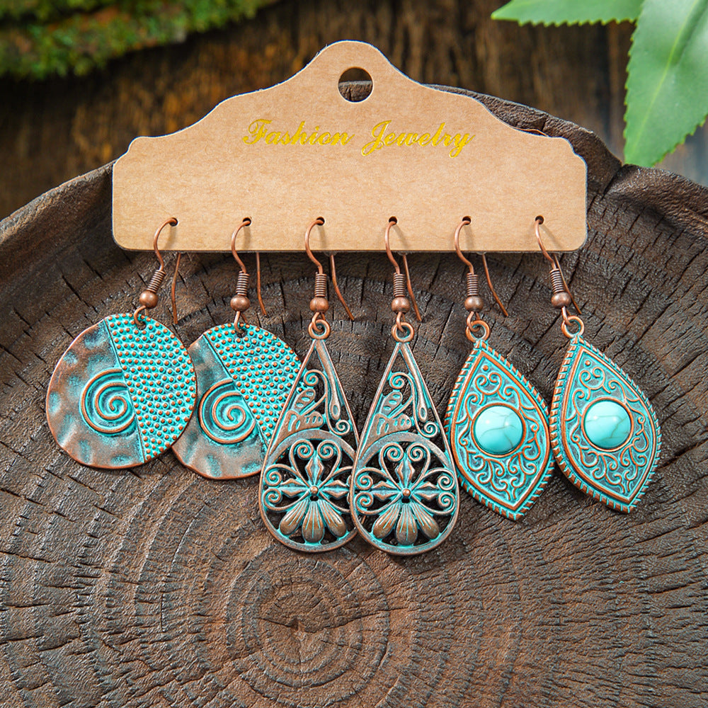 Vintage Bohemian Hollow Geometric Tassel Earrings