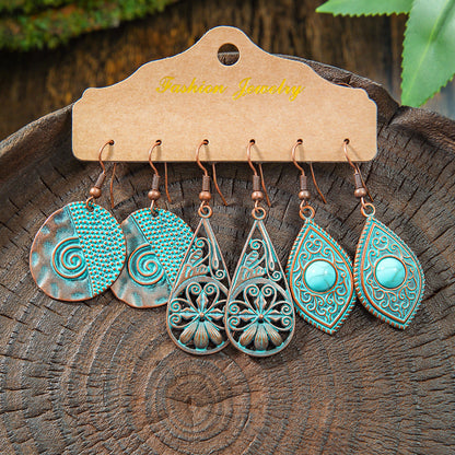 Vintage Bohemian Hollow Geometric Tassel Earrings