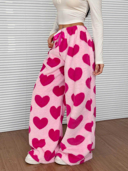 Casual Leopard Print Elastic Waist Wide Leg Pants