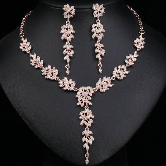 Elegant Bridal Necklace Set with High-Quality Crystal and Diamonds