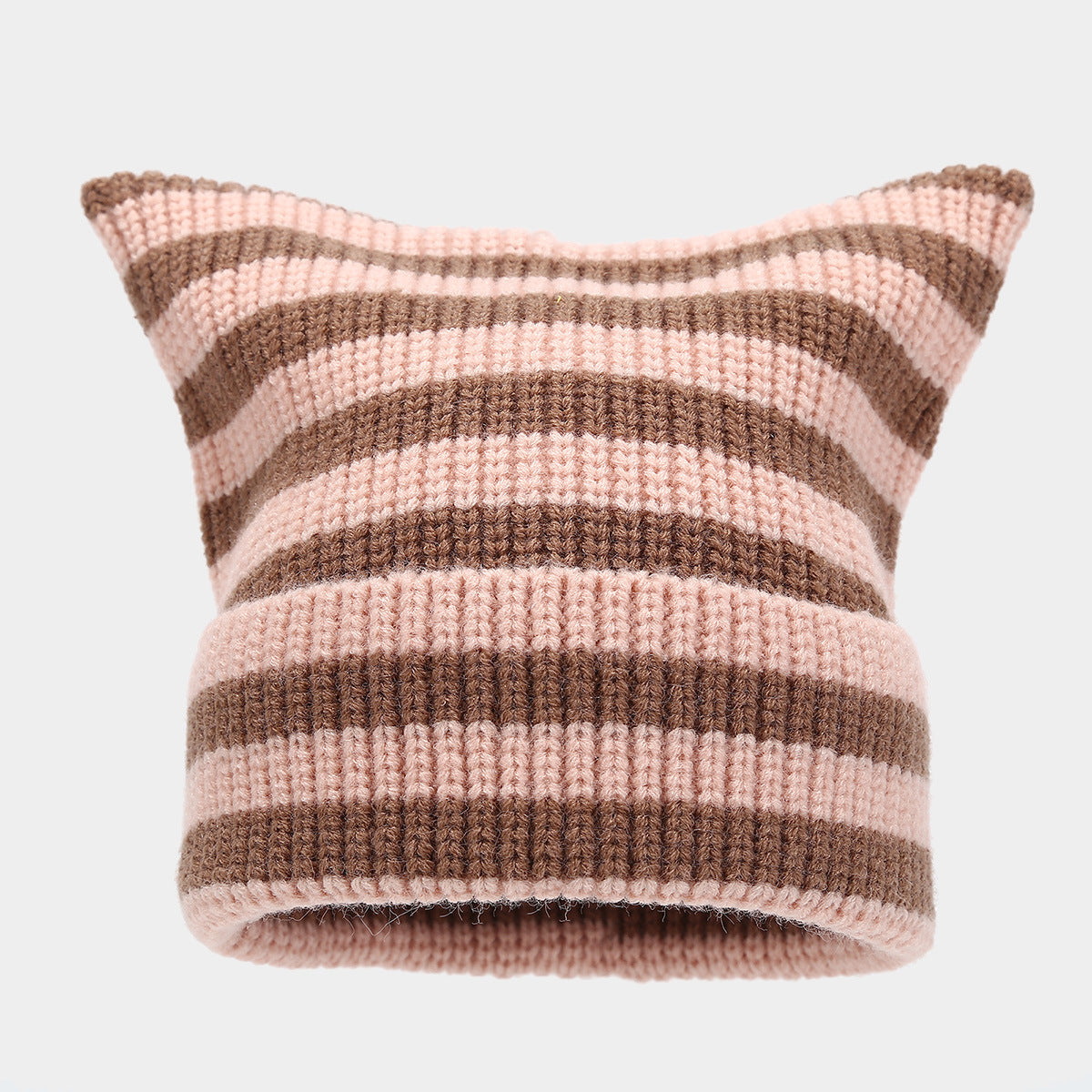 Winter Beanie Striped Color Contrast Warm Knit Hat