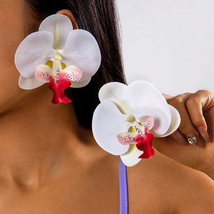 Colorful Orchid Flower Earrings Fresh Atmosphere