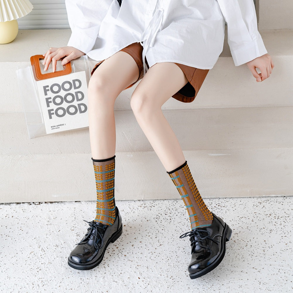 Rufia - Asymmetrical Pattern Sheer Socks