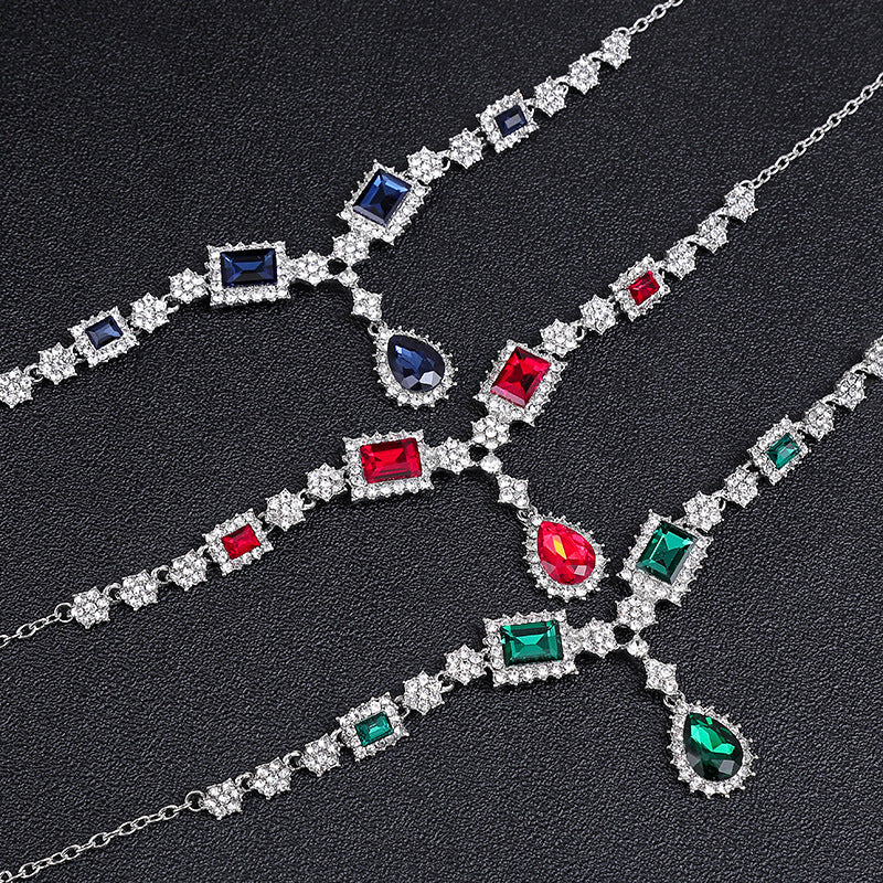 Trendy Fashionable Gemstone Necklace and Earring Set