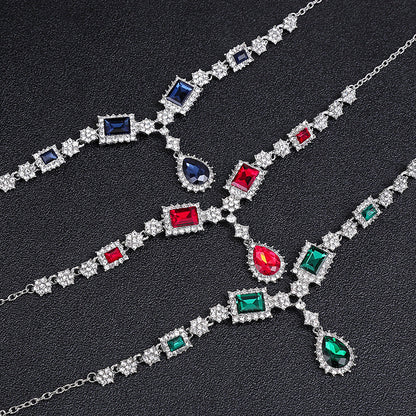 Trendy Fashionable Gemstone Necklace and Earring Set