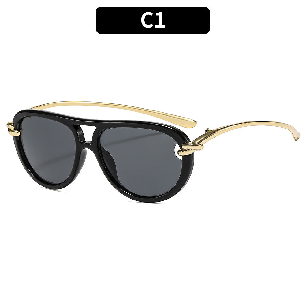 Trendy Knot Double Beam UV400 Sunglasses for Outdoor Activities