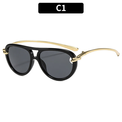 Trendy Knot Double Beam UV400 Sunglasses for Outdoor Activities