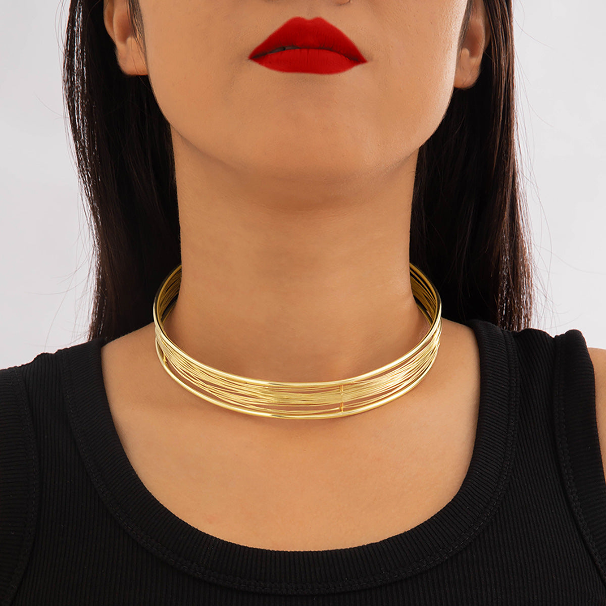 Trendy Geometric Metal Choker Necklace
