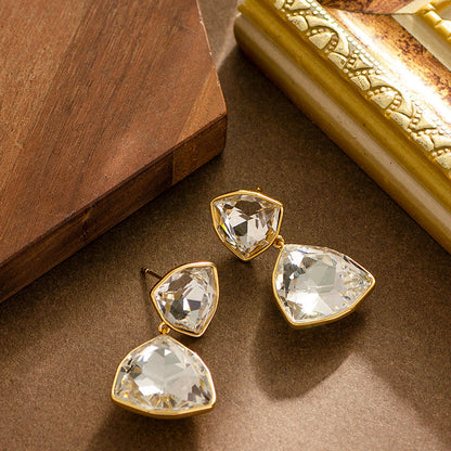 Geometric Triangle Zircon Stud Earrings For Women Elegant Chic Style