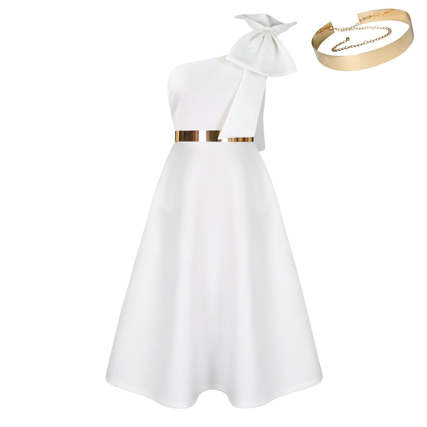 Elegant A-Line Dress With Bow Detail For Special Occasions